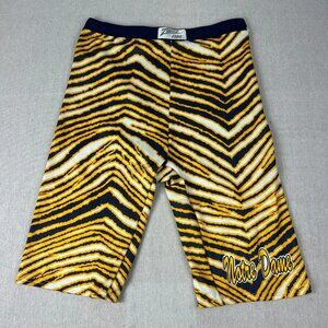 VTG Zubaz Mens Yellow Black Zebra Print Stretch Notre Dame Bike Shorts Size L